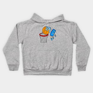 Funny cartoon basketball dunk Kids Hoodie